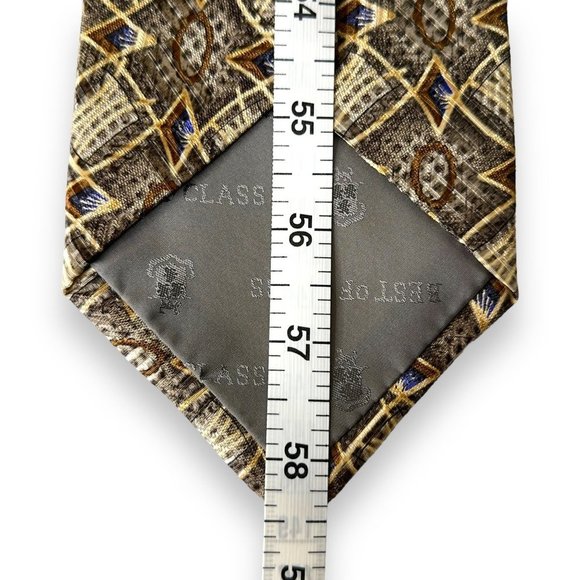 Robert Talbott BOC Men's Tie Size 4 x 58.5 Brown Gold Blue 100% Silk Jacobson's - Picture 11 of 11